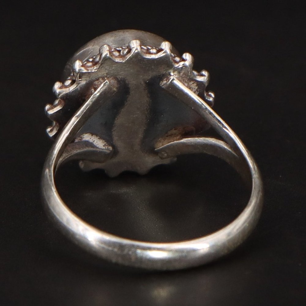 SOLD Sterling Silver Ring sz 9 Southwestern Braided Green Turquoise Ring - Picture 3 of 3